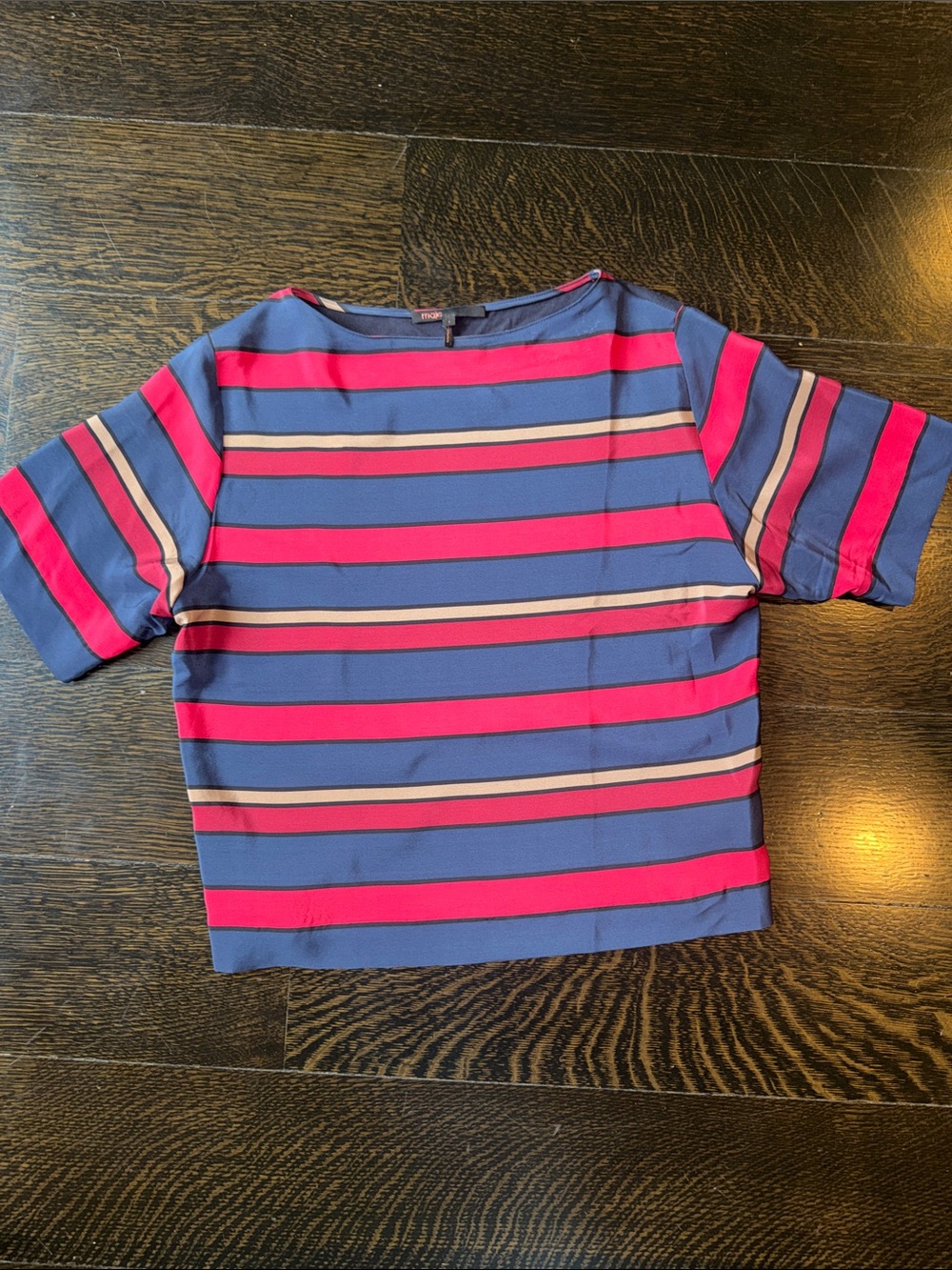 Maje Navy and Red Striped Top
